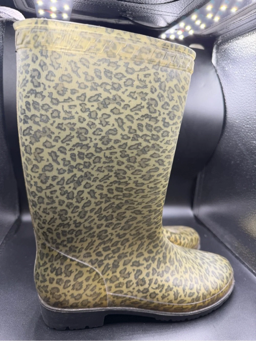 Leopard Print Rain Boots - Women's Olive/Black